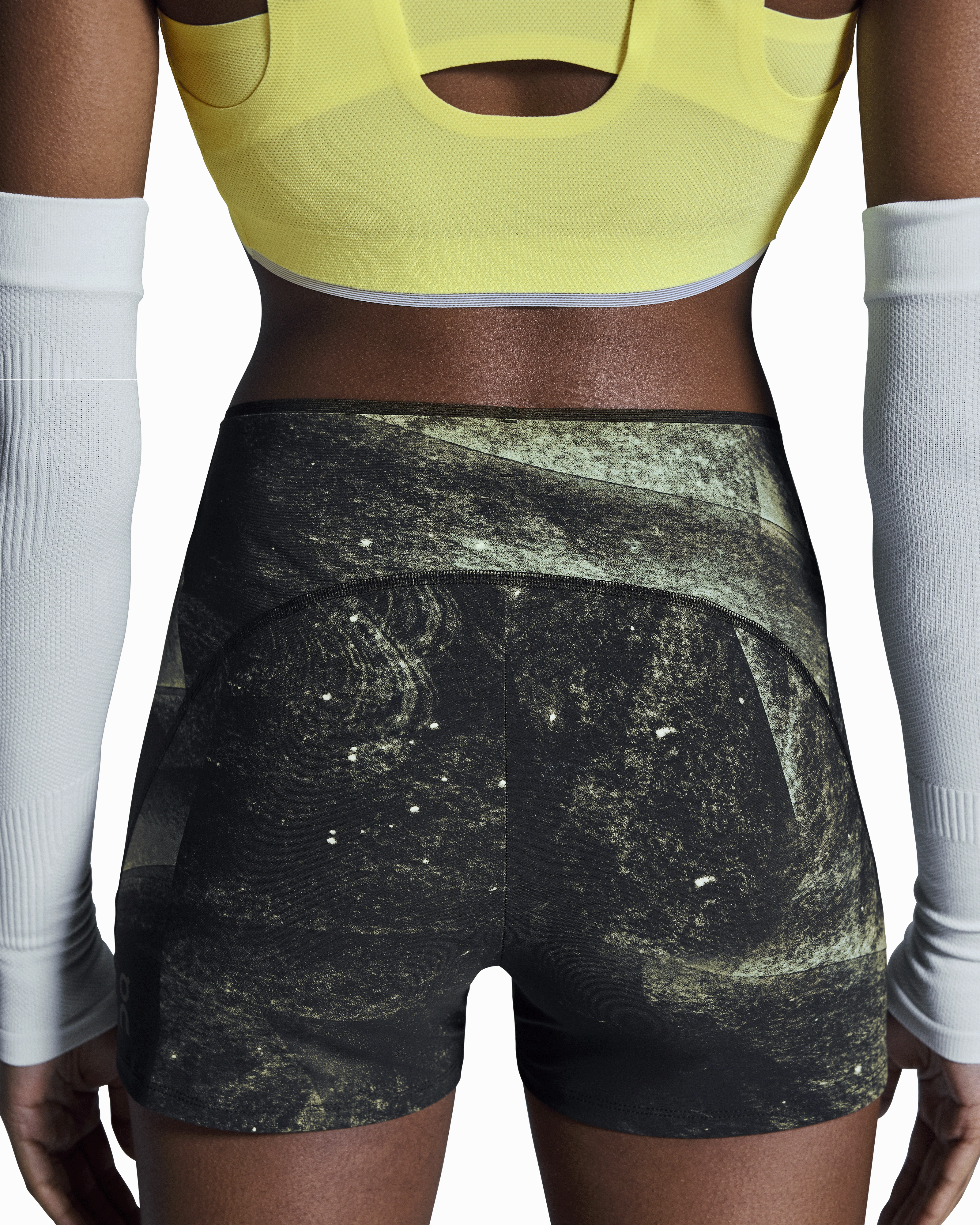 Women's Race Tights Short Black / Limelight Art Core Pure Linen Blend