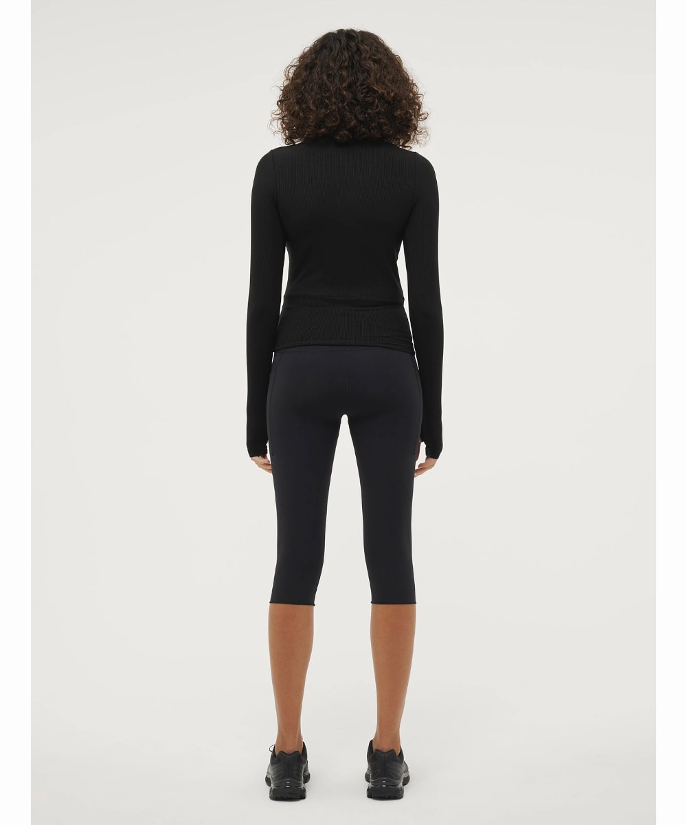 P.E Nation Free Play 2.0 LS Rib Tee (Black) Luxury Mood Tencel Blend Fabric