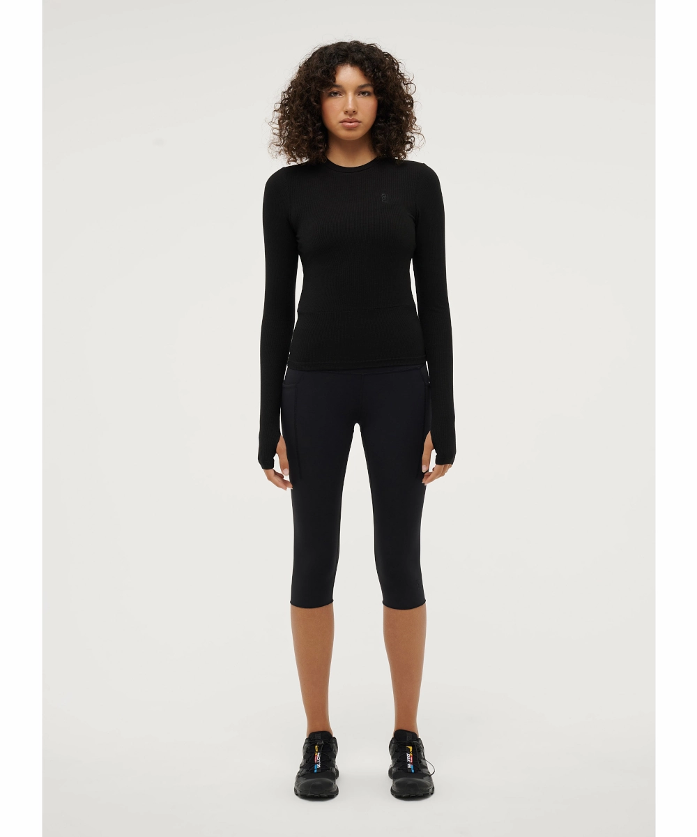 P.E Nation Free Play 2.0 LS Rib Tee (Black) AntibacterialFinish
