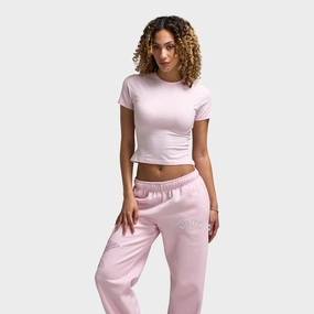 Hoodrich Women's Poise Fitted Tee Pink A Boo / White Retro Style FlexibleKnit