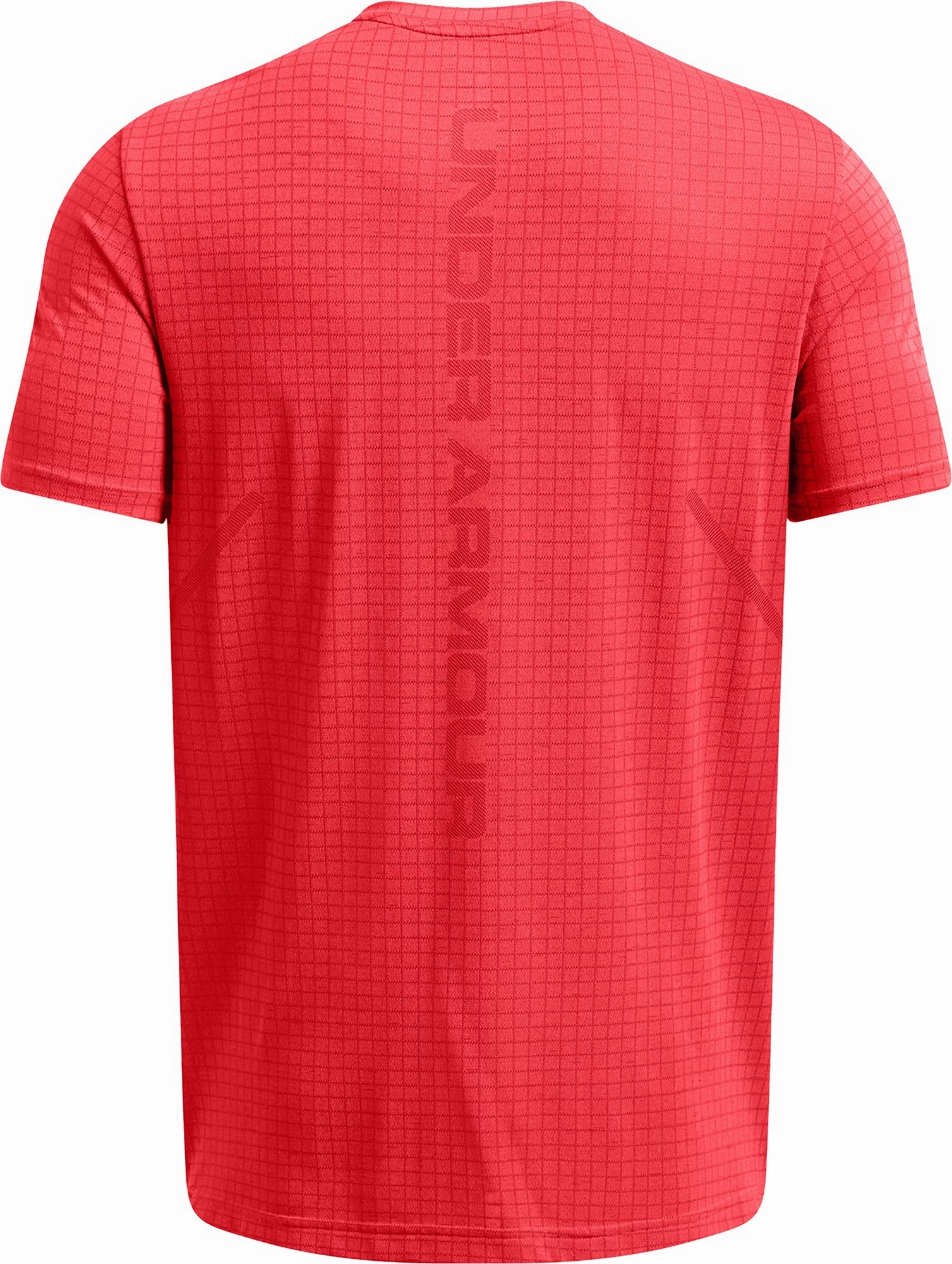 NonRestrictive Cut Rain Fit Under Armour Seamless Grid Short Sleeve Mens Training Top - Red