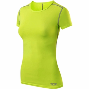 Stylish Everyday Wear Comfy Layer TCA Pro Performance Womens Short Sleeve Baselayer Running Top - Green