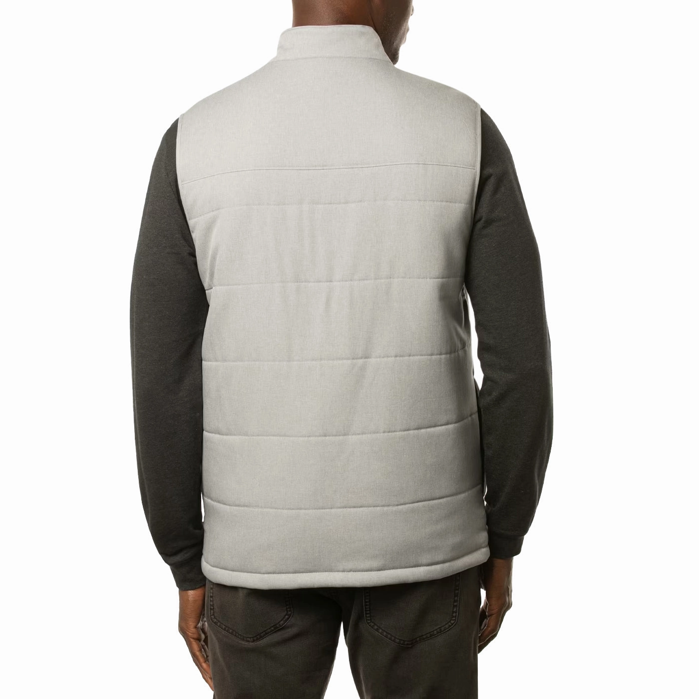 Travis Mathew Interlude Puffer Golf Vest - Heather Sleet Adjustable Waistband Ventilated Back