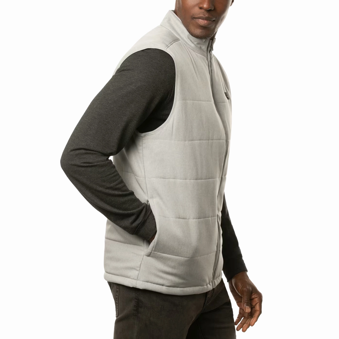 Non Irritating Seam Finish Travis Mathew Interlude Puffer Golf Vest - Heather Sleet