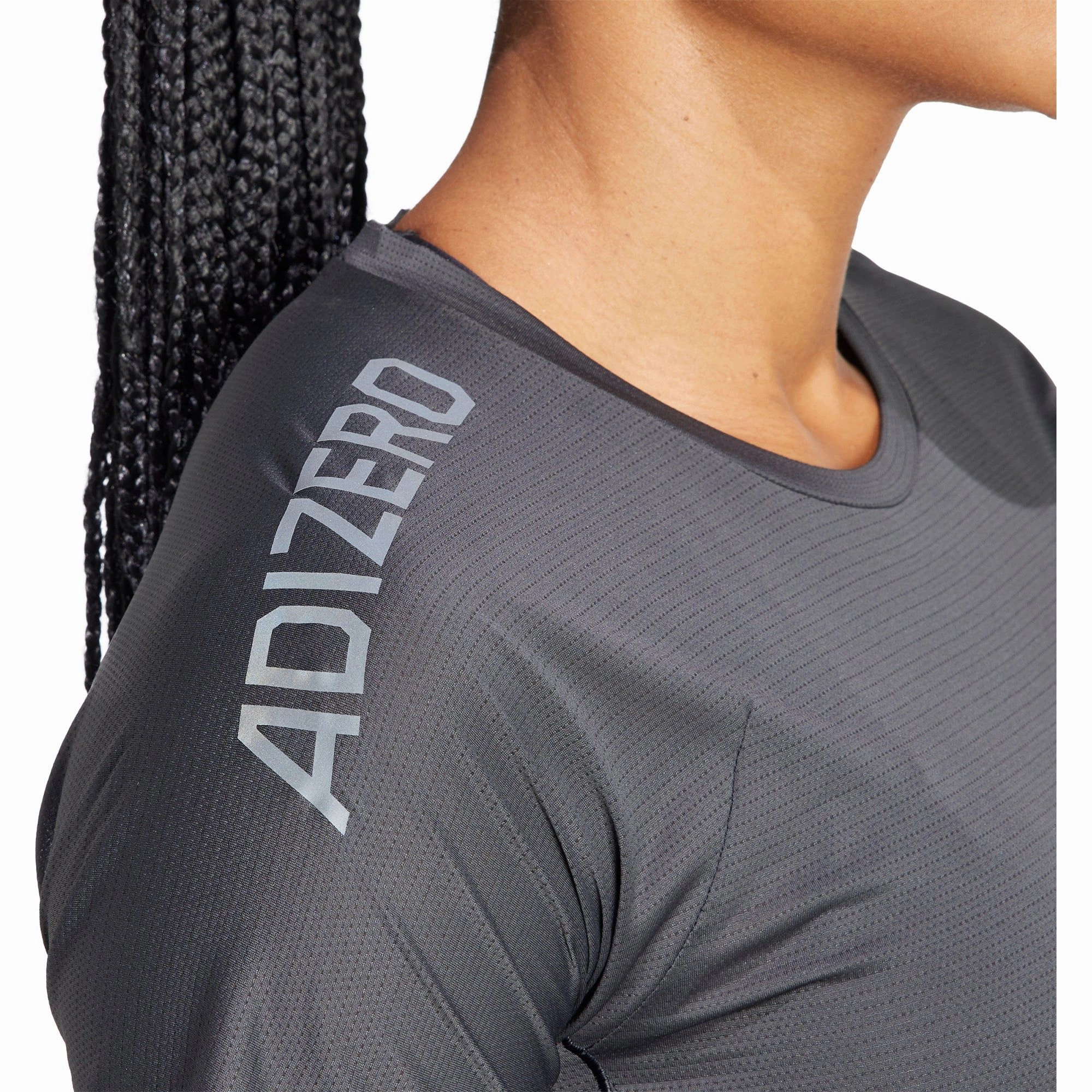 Natural Fiber Blend Wool combination adidas Adizero Short Sleeve Womens Running Top - Black
