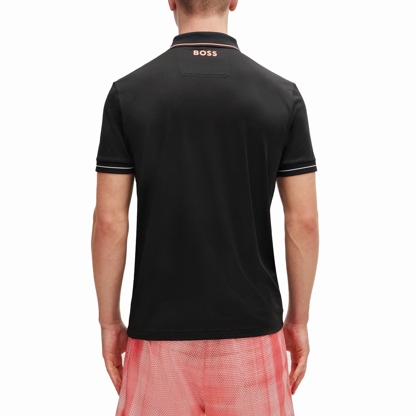 BOSS Paul Pro Slim Fit Golf Shirt - Black DoubleStitched Seams NonRestrictive Cut