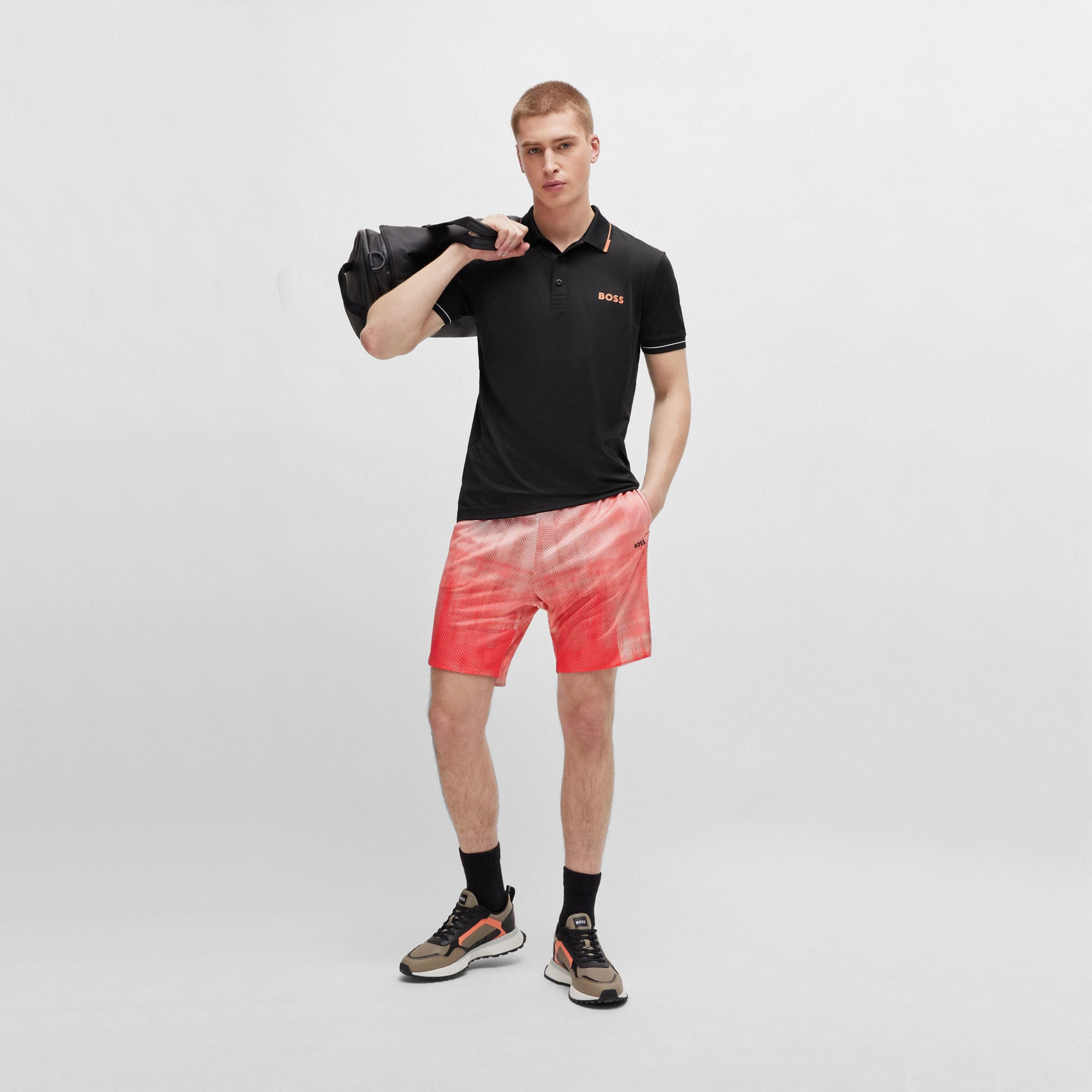 BOSS Paul Pro Slim Fit Golf Shirt - Black Breathable Cotton