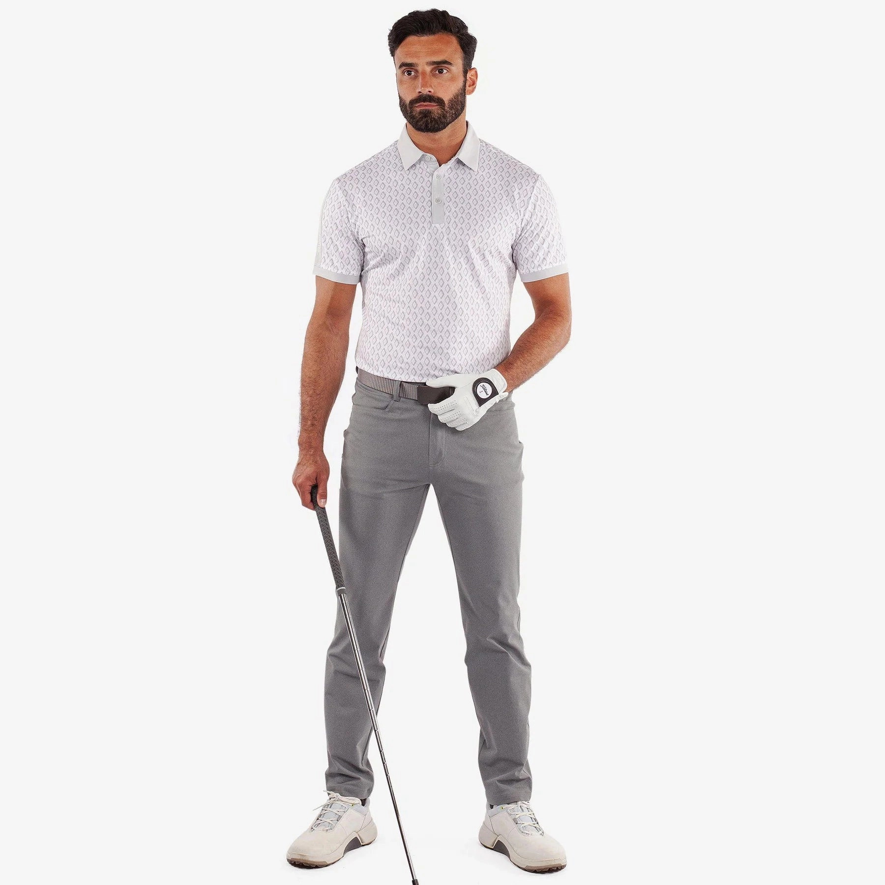 Galvin Green Maxwell Golf Shirt - Cool Grey/White Streetwear Edge Barrel Cuff Design