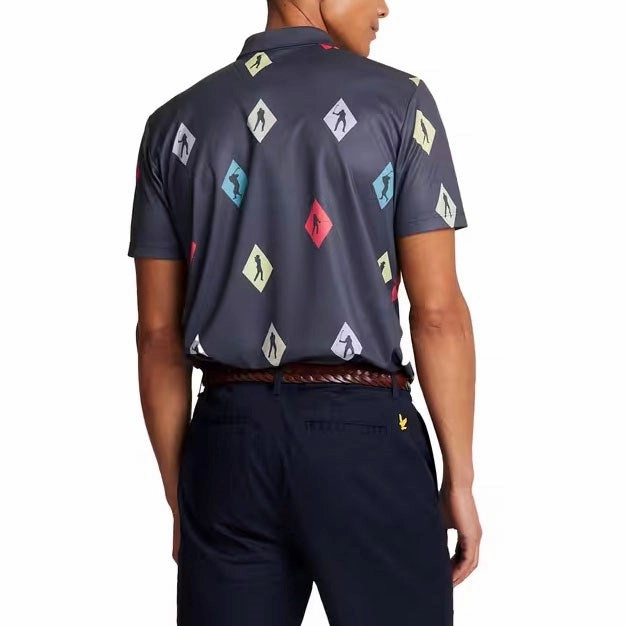 Monochrome Style Lyle And Scott Polka Diamond Polo Golf Shirt - Navy