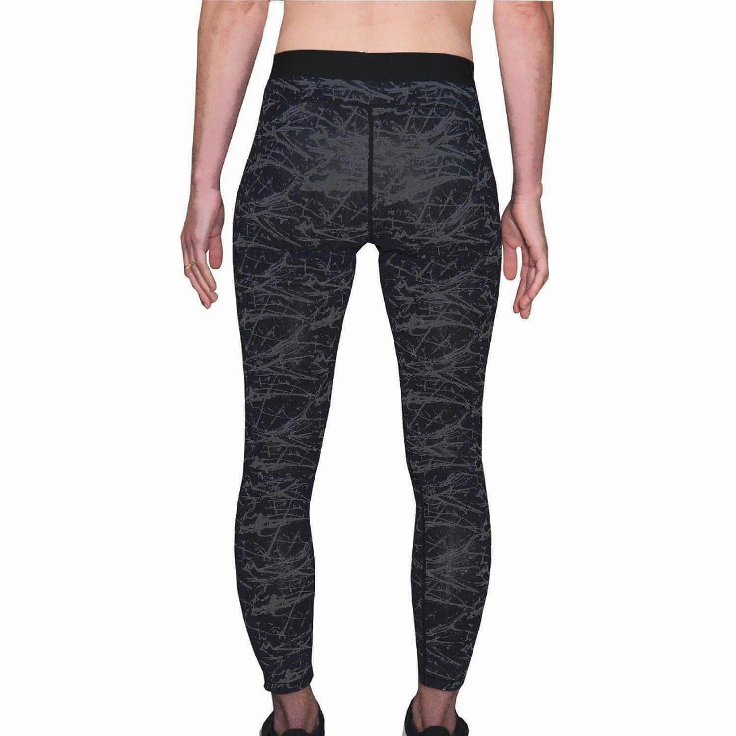 More Mile Go For It Printed Womens Long Running Tights - Black FadeResistant Color