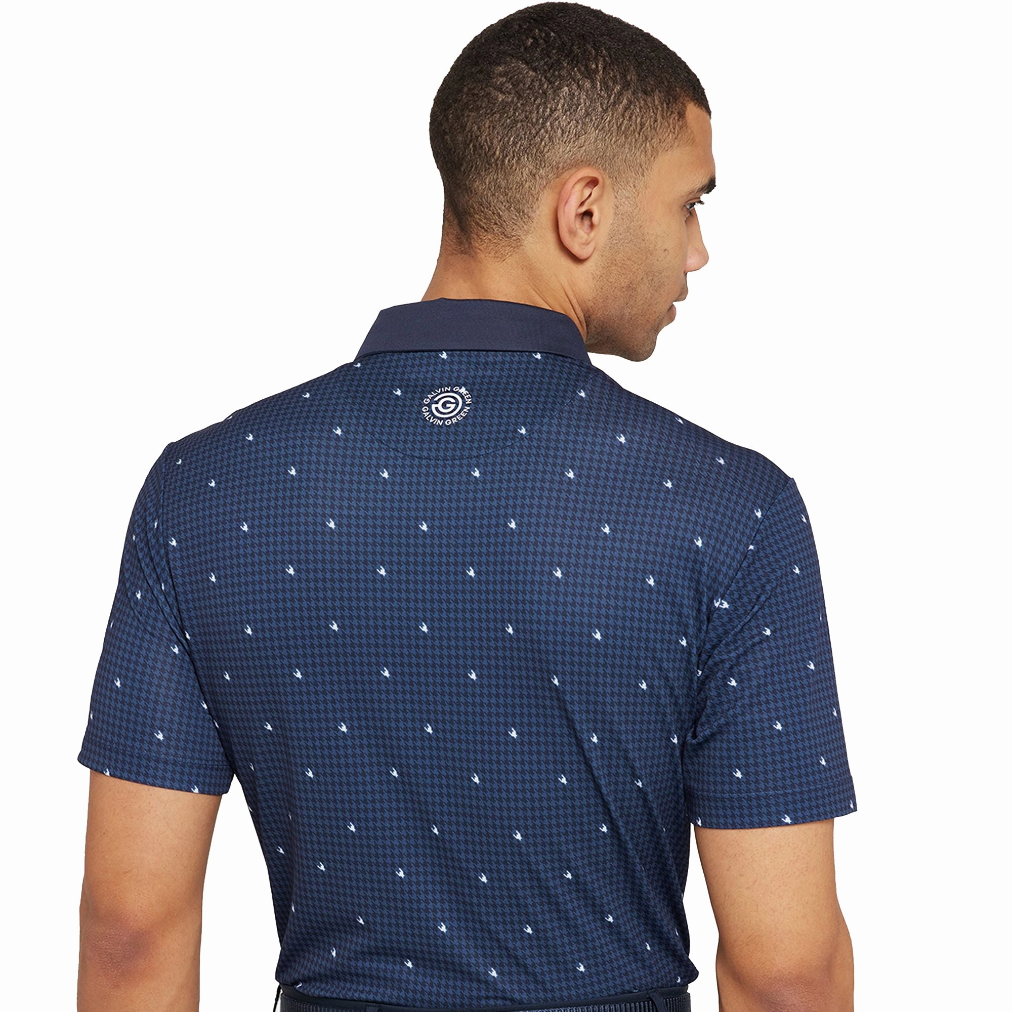 Galvin Green Marley Breathable Golf Polo Shirt - Navy/White Smooth Flatlock Seams Stretchable Fabric