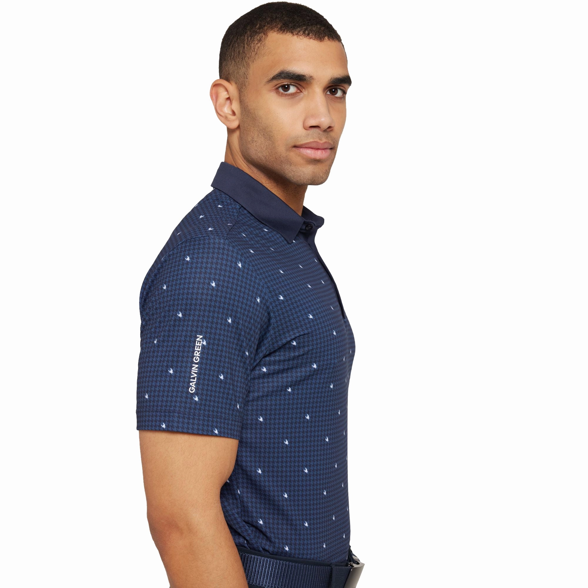 Galvin Green Marley Breathable Golf Polo Shirt - Navy/White Breathable Stretch Slim Tailored