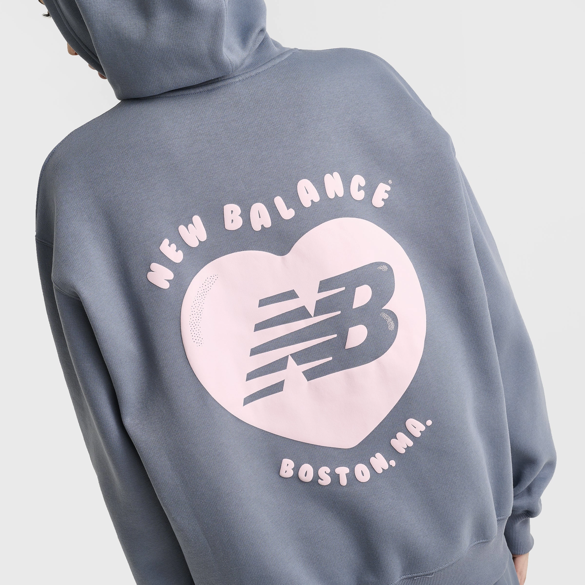 Gloss Free Texture Thermal Lined New Balance Women's Bubble Heart Hoodie / Dark Artic