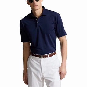 RLX Ralph Lauren Classic Fit Performance Golf Shirt - Refined Navy Stylish Neckline Four Button Placket