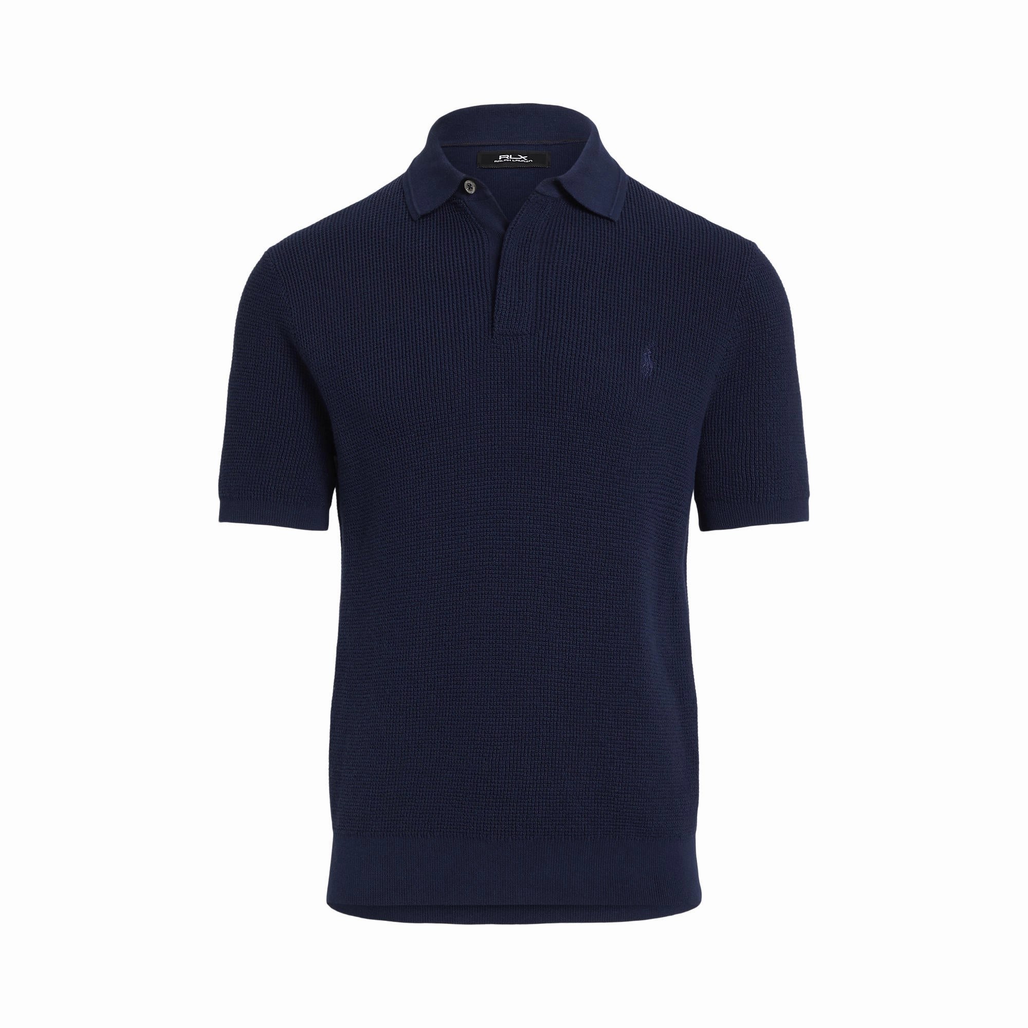 Barrel Cuff Design RLX Ralph Lauren Cotton Coolmax Knitted Golf Polo Shirt - Refined Navy