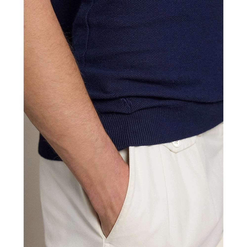 RLX Ralph Lauren Cotton Coolmax Knitted Golf Polo Shirt - Refined Navy Unstructured Silhouette