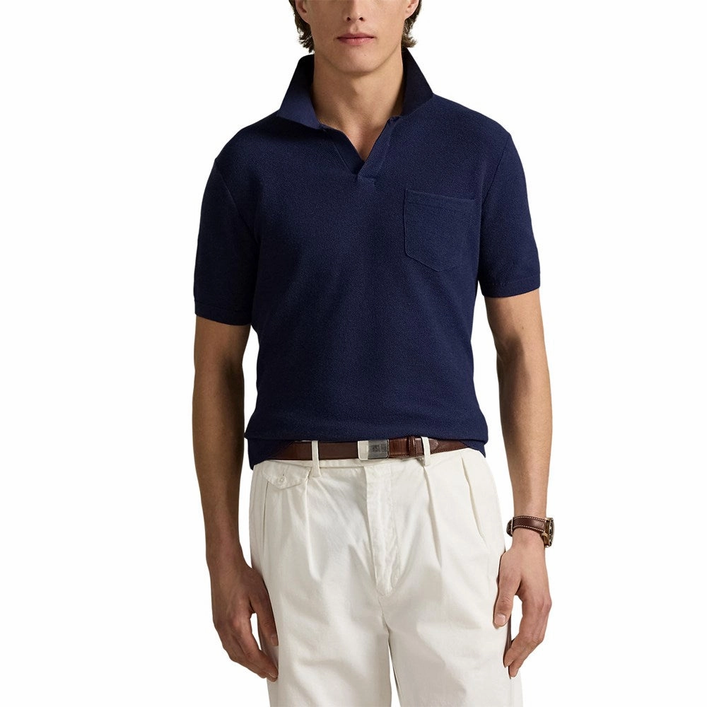 RLX Ralph Lauren Cotton Coolmax Knitted Golf Polo Shirt - Refined Navy Hygroscopic Threads