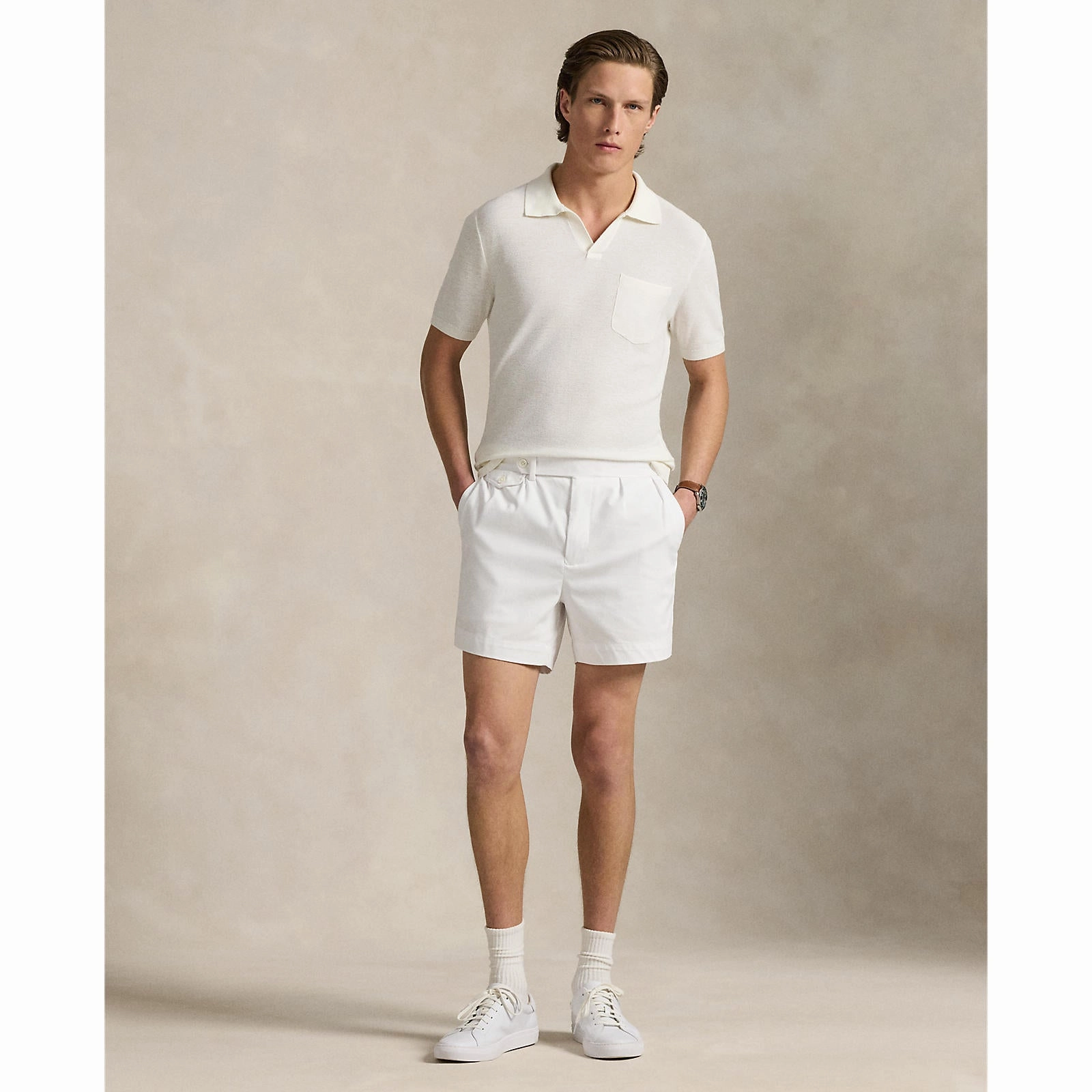 RLX Ralph Lauren Cotton Coolmax Knitted Golf Polo Shirt - White Splash Performance Fabric Travel Friendly