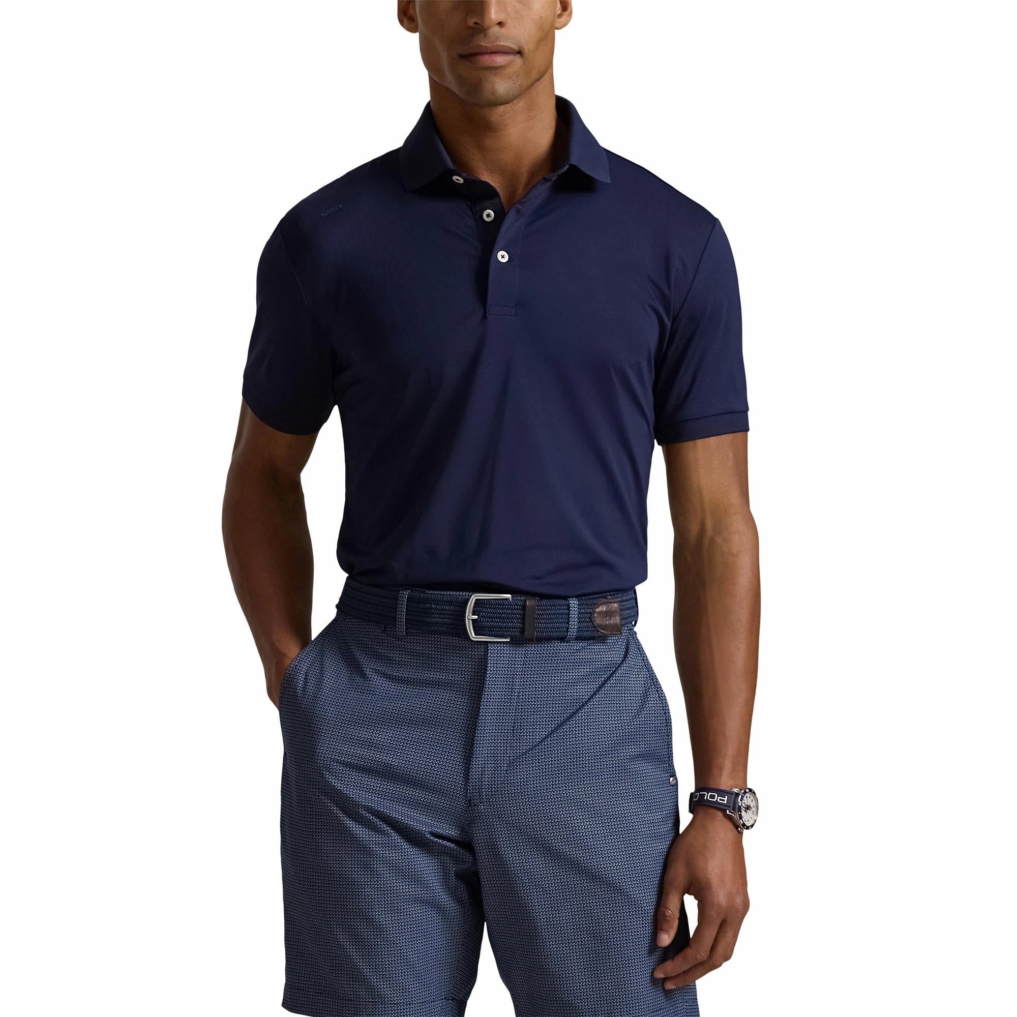 Stylish Collar RLX Ralph Lauren Lightweight Airflow Jersey Golf Polo Shirt - Refined Navy