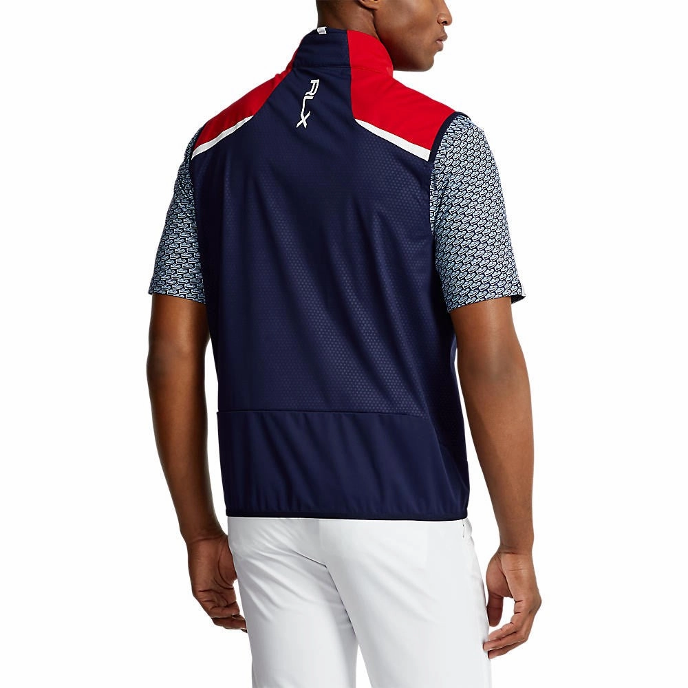 RLX Ralph Lauren Packable Water-Repellent Vest- French Navy/Red Temperature Regulating