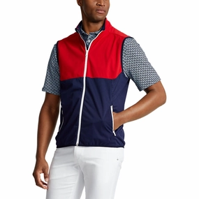 basic RLX Ralph Lauren Packable Water-Repellent Vest- French Navy/Red
