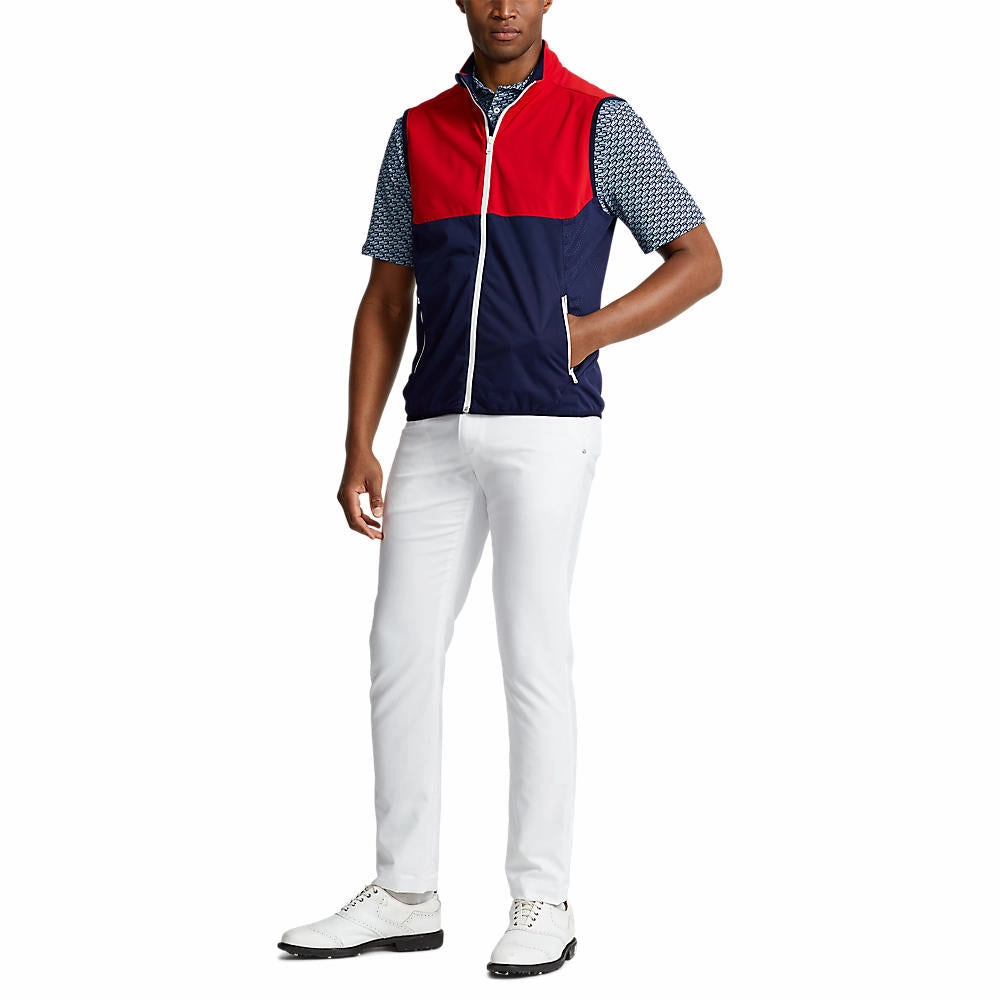 site RLX Ralph Lauren Packable Water-Repellent Vest- French Navy/Red