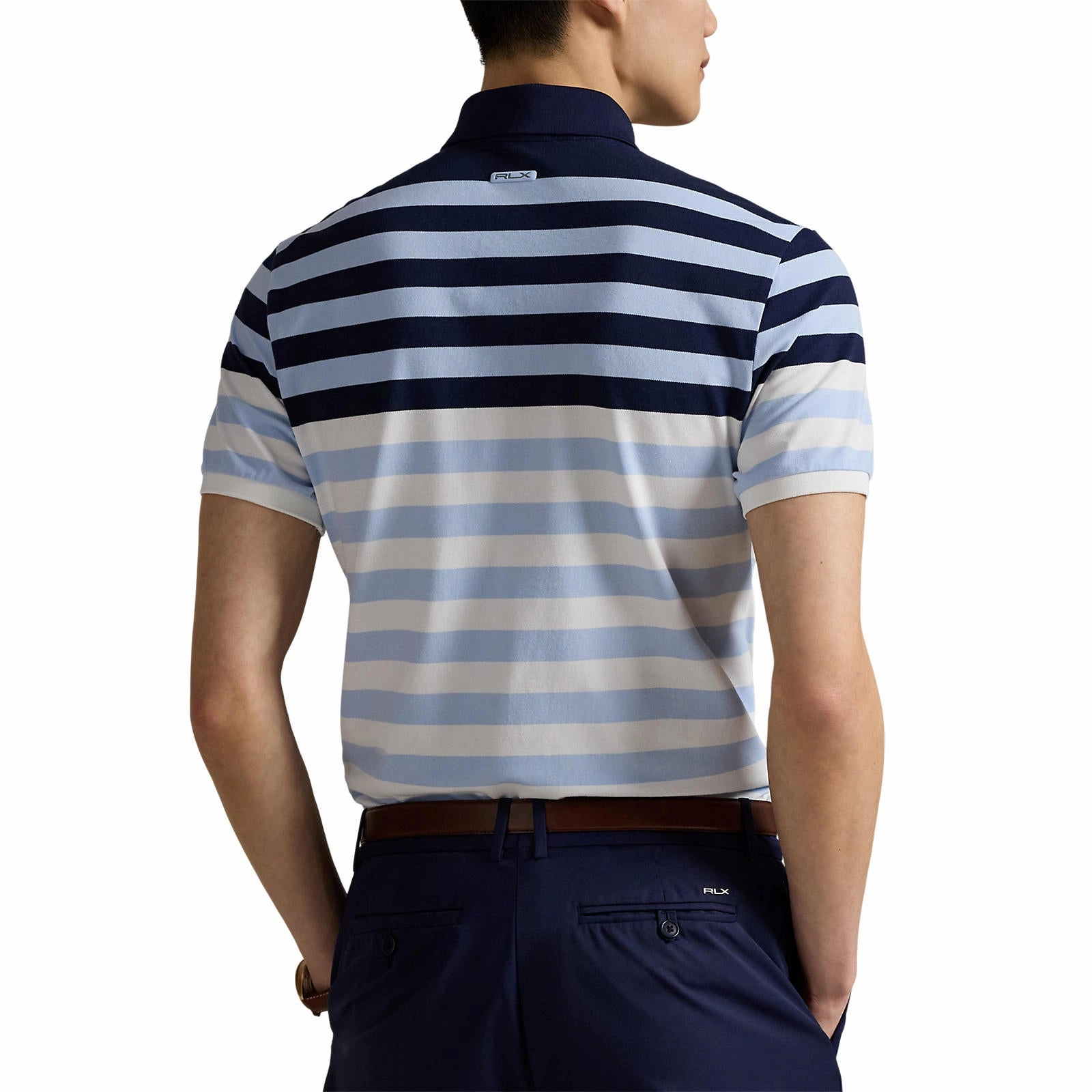 RLX Ralph Lauren Performance Pique Golf Polo Shirt - Office Blue Multi Spring Collection Breathable Polo
