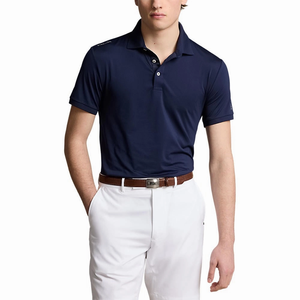 FadeResistant Dye RLX Ralph Lauren Solid Airflow Performance Polo  - French Navy