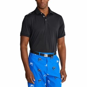 Retro Vibe Relaxed Collar RLX Ralph Lauren Solid Airflow Performance Polo - Polo Black