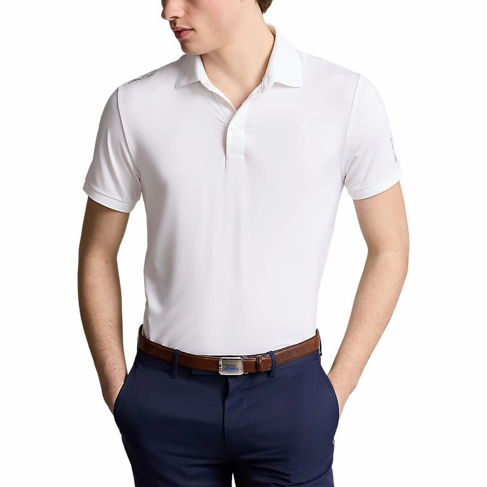 RLX Ralph Lauren Solid Airflow Performance Polo  - Pure White Layered Look