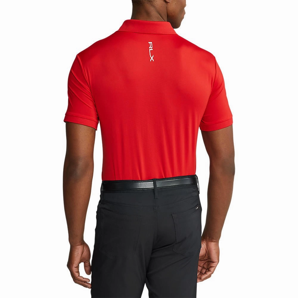 Unstructured Hem Brushed Interior RLX Ralph Lauren Solid Airflow Performance Polo - RL Red