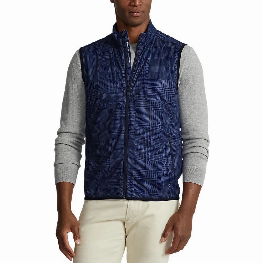 RLX Ralph Lauren Stratus Plaid Full Zip Vest - French Navy Glen Plaid excitement