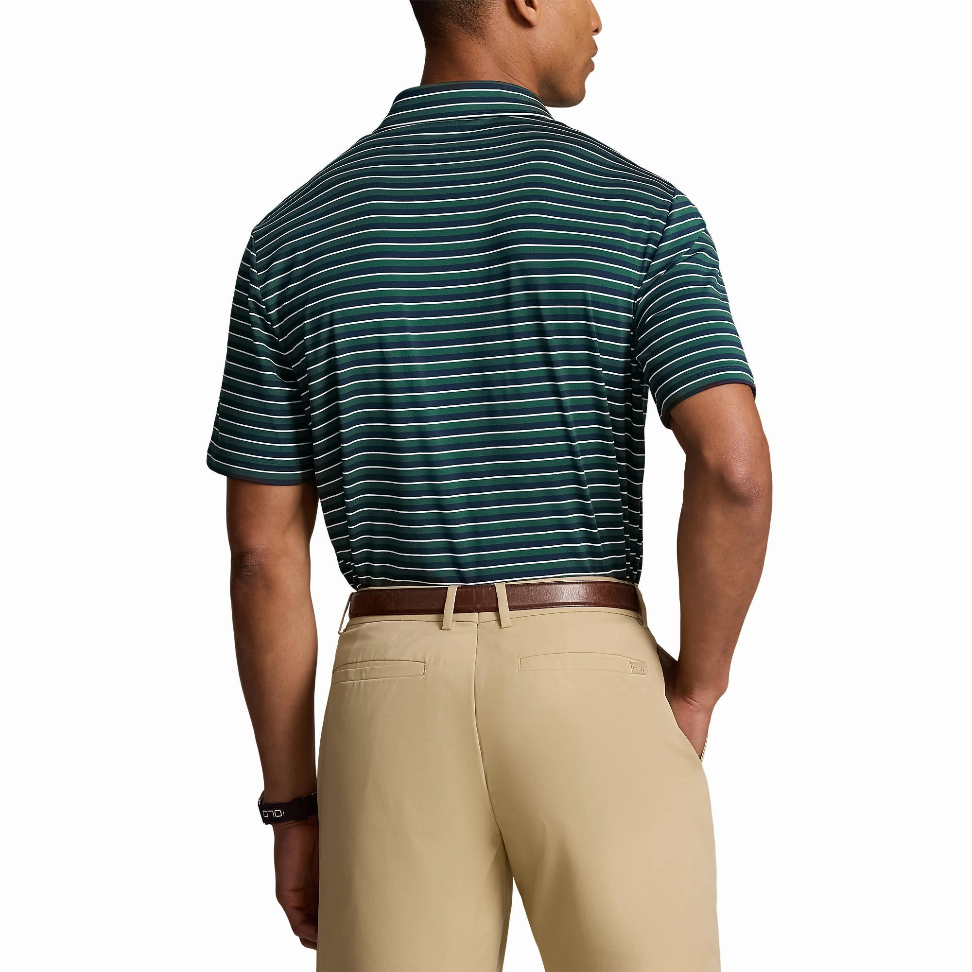 RLX Ralph Lauren Stripe Lightweight Airflow Golf Polo Shirt - New Forest Multi Stretchable Fabric Logo Detail