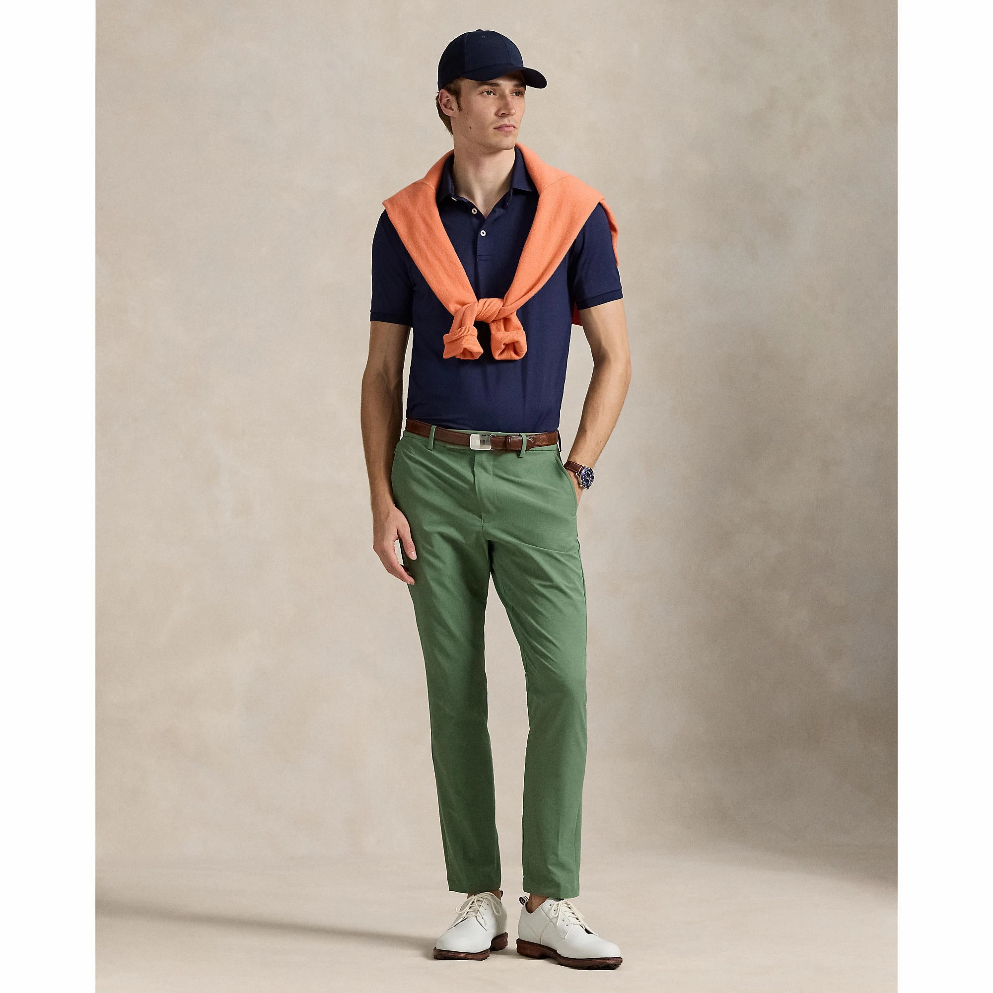 Unstructured Hem Colorfast Technology RLX Ralph Lauren Tailored Fit Lightweight Airflow Golf Polo Shirt - Refined Navy