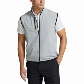entertainment Noise Reduced Zippers RLX Ralph Lauren Tech Terry Golf Vest - Steel Heather/Polo Black