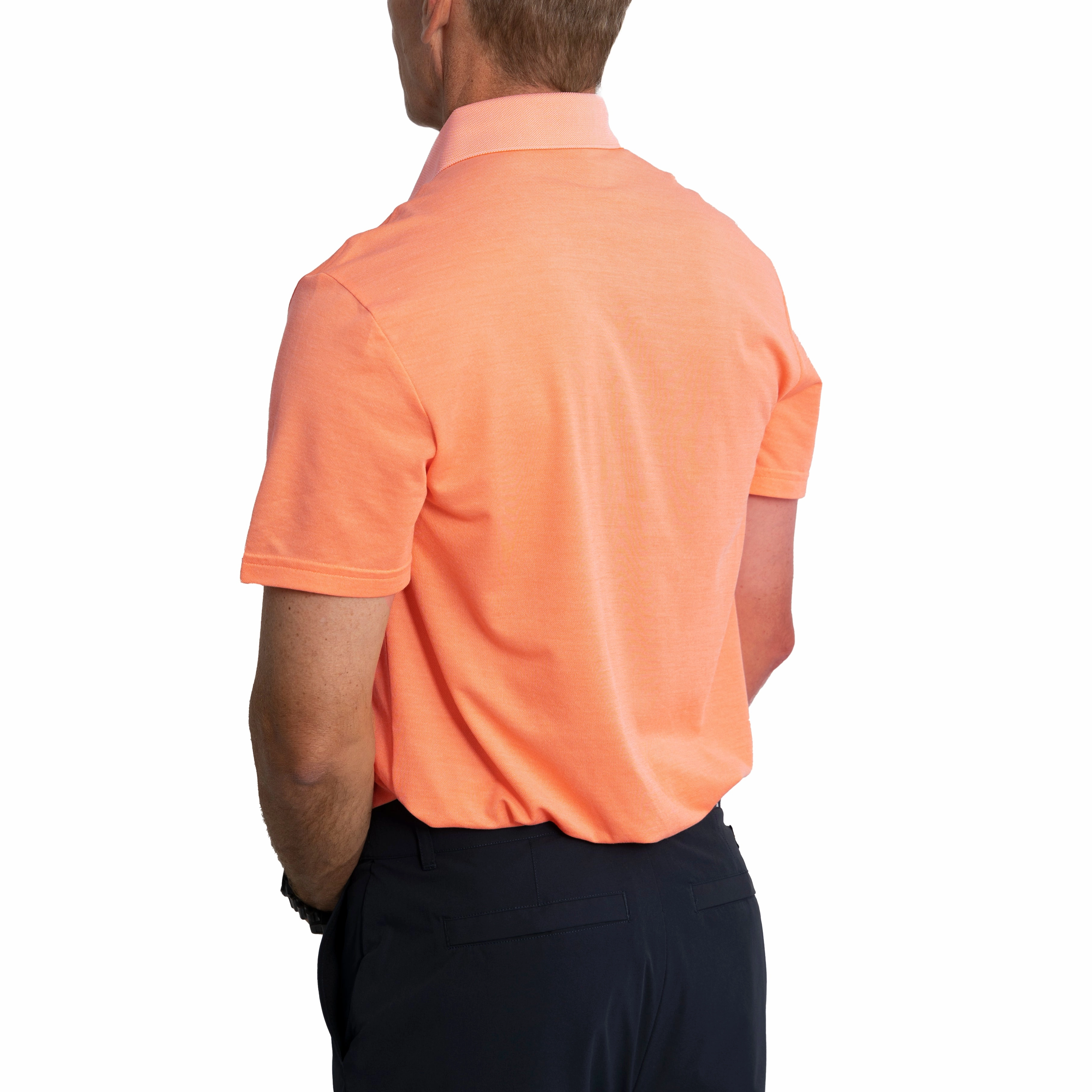 RLX Ralph Lauren Tour Pique Polo Shirt - Classic Peach/White Hygroscopic Threads