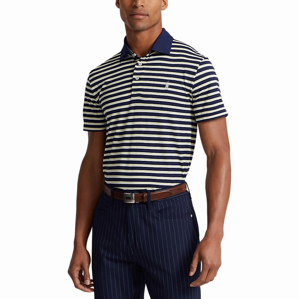 RLX Ralph Lauren Tour Pique Stripe  Polo Shirt - French Navy Multi Summer Smart