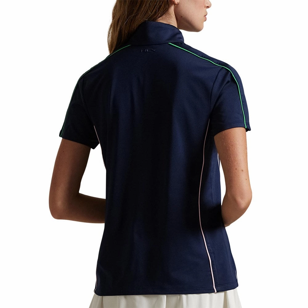 Curved Hemline RLX Ralph Lauren Women's Mock Neck 1/4 Zip Golf Shirt - Refined Navy Multi