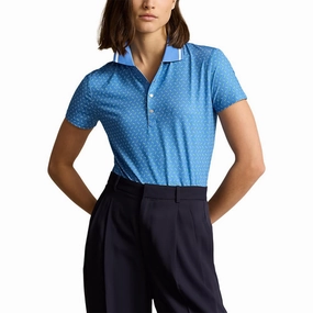 RLX Ralph Lauren Women's Printed Airflow Golf Polo Shirt - Mini Floral Deco Yarn Dyed Collar