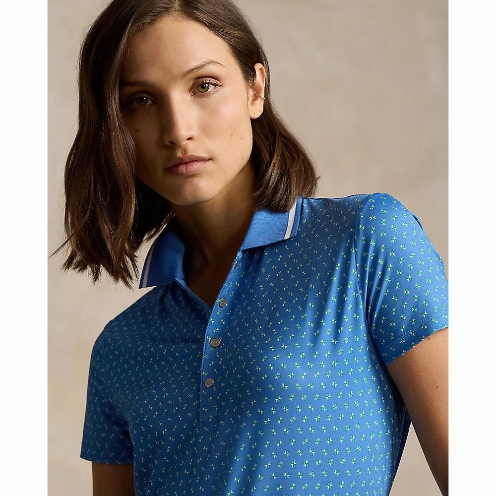 RLX Ralph Lauren Women's Printed Airflow Golf Polo Shirt - Mini Floral Deco Athletic Fit