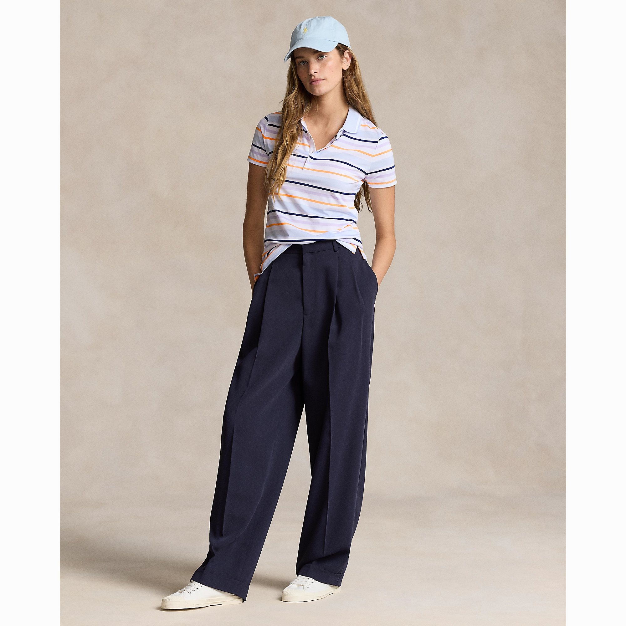 Weekend Escape RLX Ralph Lauren Women's Printed Airflow Polo Golf Polo Shirt - Oxford Blue Multi