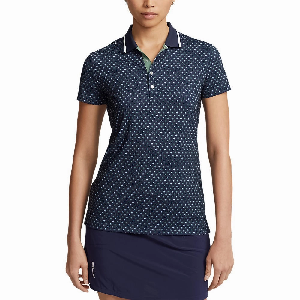 RLX Ralph Lauren Women's Printed Airflow Polo Golf Polo Shirt - Sport Diamond AllPurpose Knitting