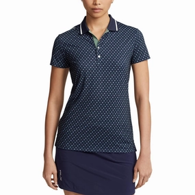 RLX Ralph Lauren Women's Printed Airflow Polo Golf Polo Shirt - Sport Diamond AllPurpose Knitting