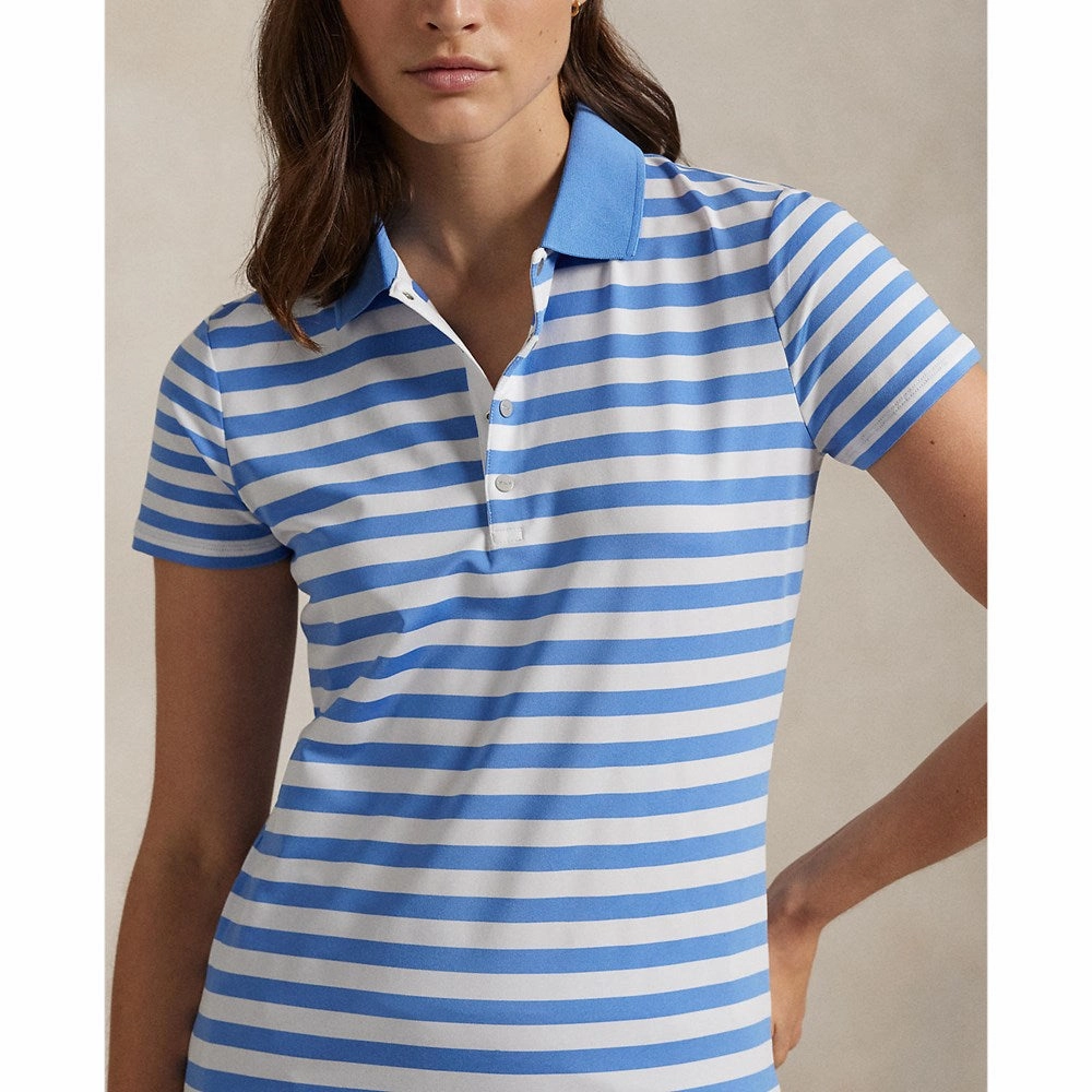 Business Travel Summer Smart RLX Ralph Lauren Women's Printed Airflow Polo Shirt - Summer Blue/Ceramic White