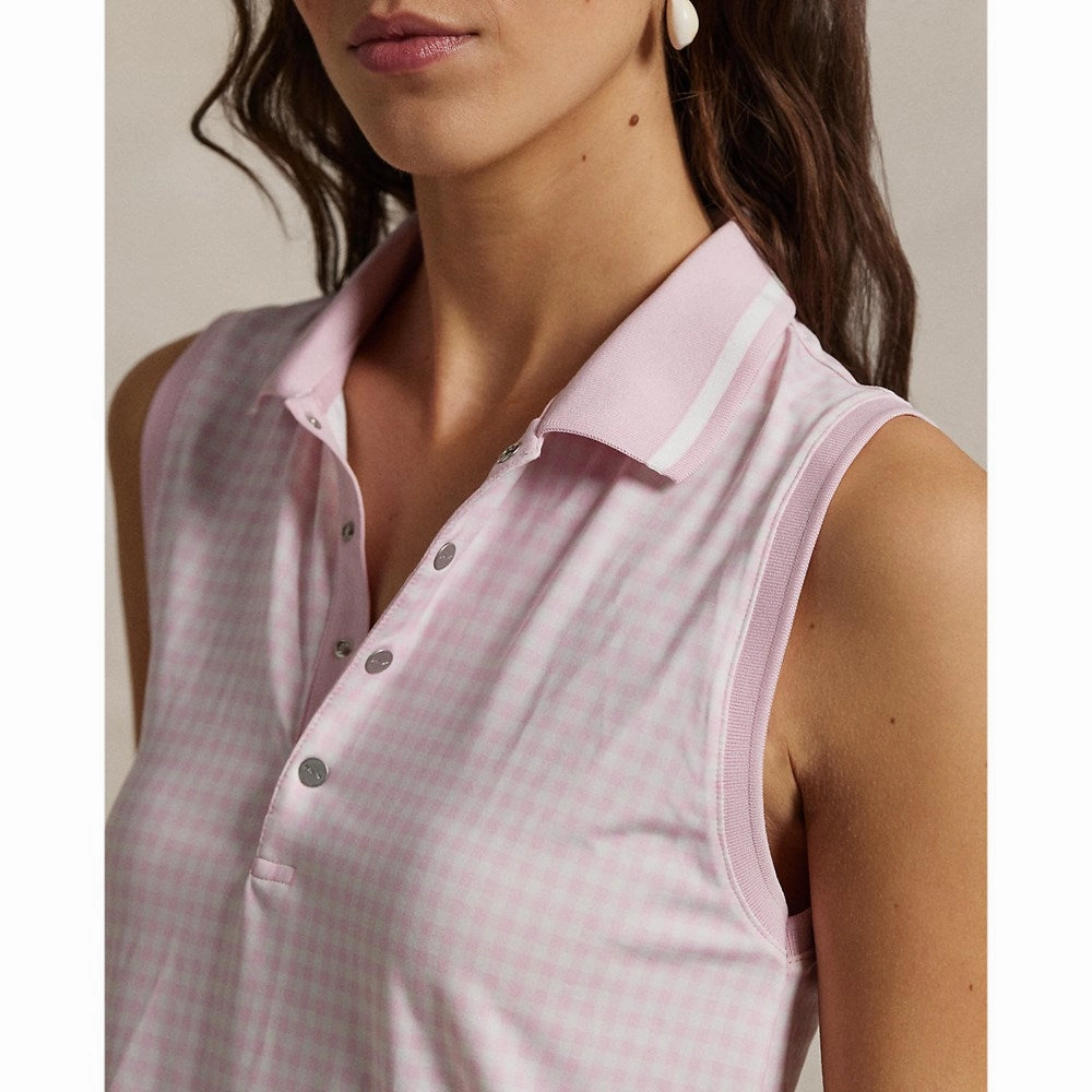 RLX Ralph Lauren Women's Printed Airflow Sleeveless Polo - Garden Pink Travel Ready Summer Smart