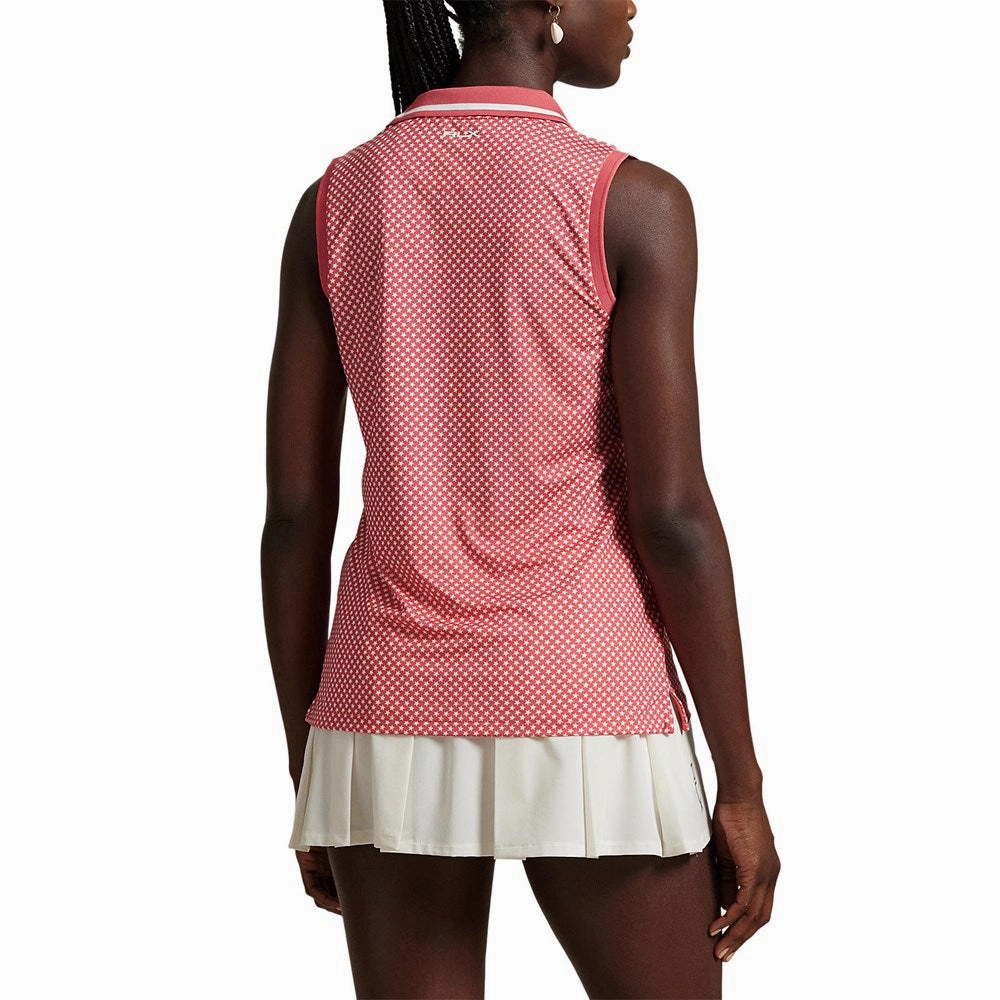 Business Meeting RLX Ralph Lauren Women's Printed Airflow Sleeveless Polo Shirt - Red Sky Summer Stars