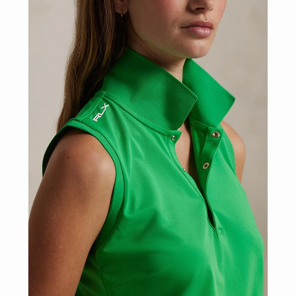 YarnDyed Construction Modern Cut RLX Ralph Lauren Women's Sleeveless Tour Performance Polo Shirt - Tiller Green