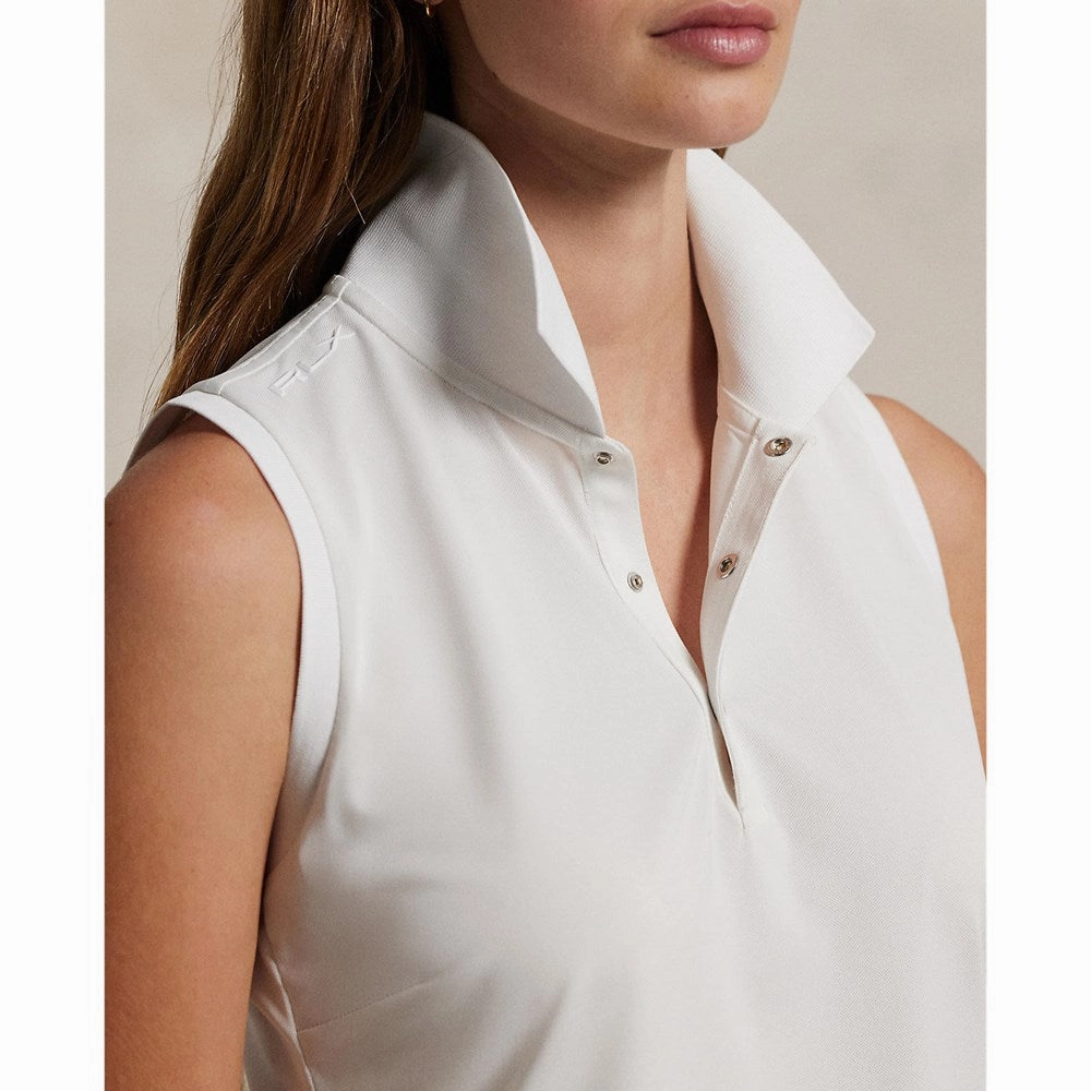 Logo Detail Smart Office RLX Ralph Lauren Women's Sleeveless Tour Performance Polo Shirt - White