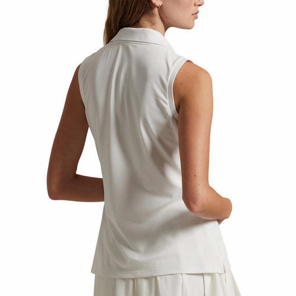 RLX Ralph Lauren Women's Sleeveless Tour Performance Polo Shirt - White Breathable Airflow Channels quick dry