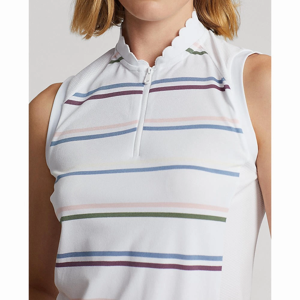 AntiPilling Technology RLX Ralph Lauren Women's Sleeveless Zip Golf Shirt - Pure White Multi
